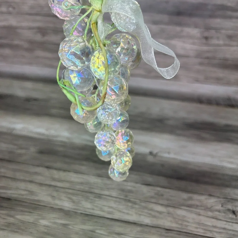 Lucite Grape Clusters Faceted‎ Clear Green Lot  Acrylic Faux Fruit Vintage MCM